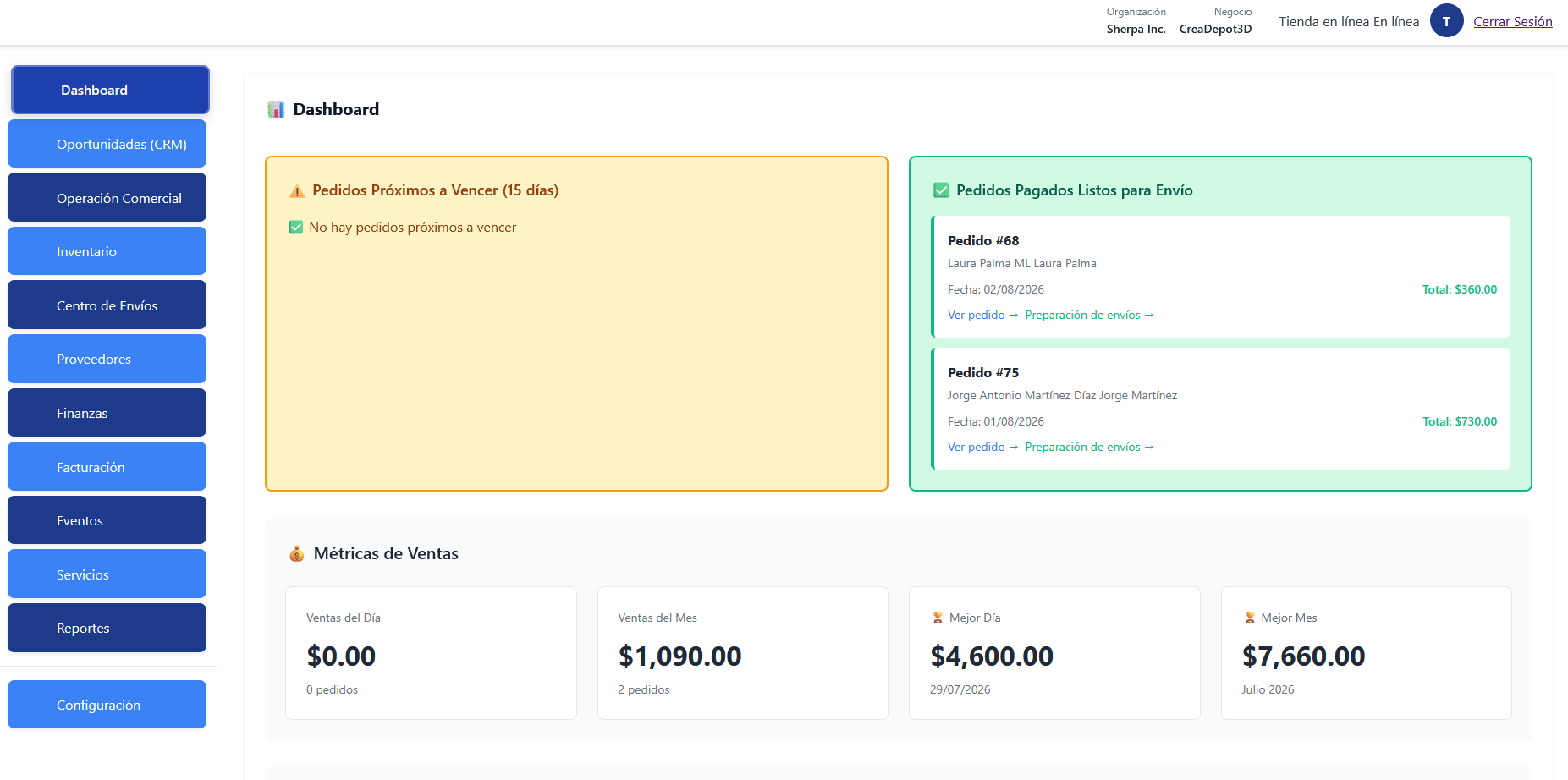 Dashboard con lo que requiere atención hoy